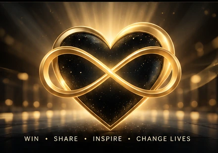 Gold infinity heart representing Win It Forward